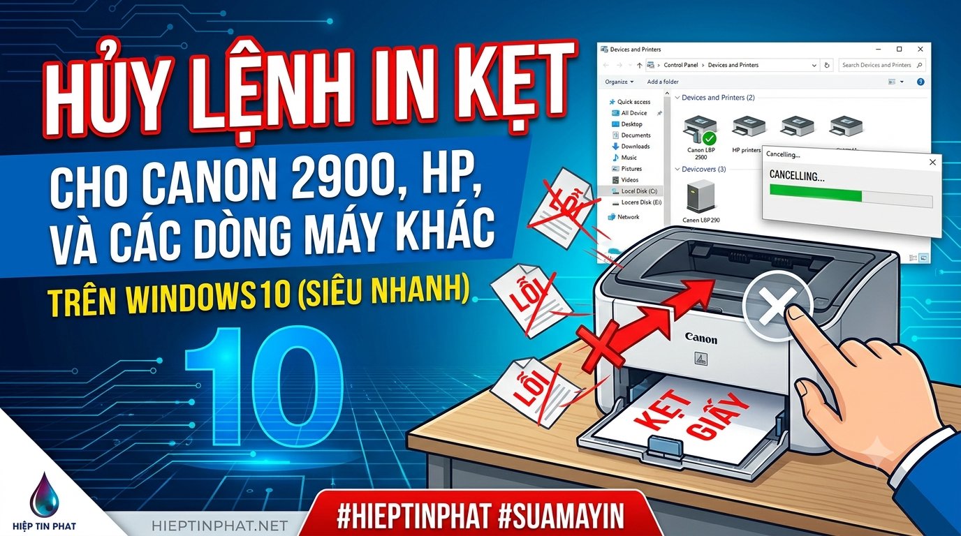 Hướng dẫn cách hủy lệnh in máy in Canon 2900, HP và các dòng máy khác trên Windows 10